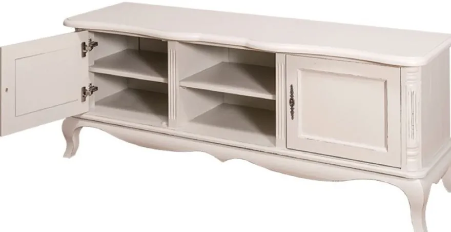 Casa Padrino Landhausstil Sideboard mit 2 Türen Antik Hellgrau 158 x 48 x H. 60 cm - Landhausstil Wohnzimmermöbel