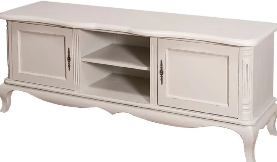 Casa Padrino Landhausstil Sideboard mit 2 Türen Antik Hellgrau 158 x 48 x H. 60 cm - Landhausstil Wohnzimmermöbel