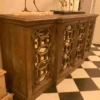 Casa Padrino Landhausstil Sideboard Antik Braun 210 x 50 x H. 100 cm - Massivholz Schrank mit 4 verspiegelten Türen - Landhausstil Möbel