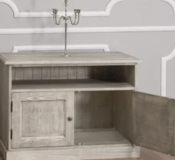 Casa Padrino Landhausstil Sideboard mit 2 Türen Grau 100 x 53 x H. 71 cm - Massivholz Fernsehschrank - Wohnzimmerschrank - Möbel im Landhausstil