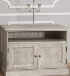 Casa Padrino Landhausstil Sideboard mit 2 Türen Grau 100 x 53 x H. 71 cm - Massivholz Fernsehschrank - Wohnzimmerschrank - Möbel im Landhausstil