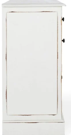Casa Padrino Landhausstil Sideboard Antik Weiß 145 x 40 x H. 85 cm - Landhausstil Schrank mit 3 Türen und 5 Schubladen - Landhausstil Möbel - Landhausstil Einrichtung