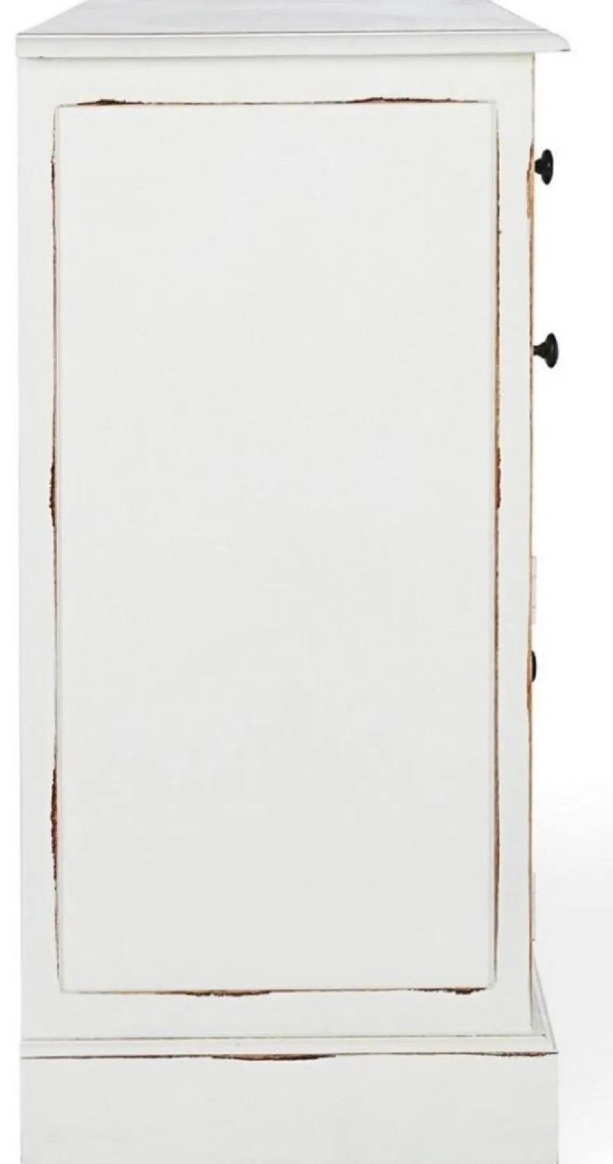 Casa Padrino Landhausstil Sideboard Antik Weiß 145 x 40 x H. 85 cm - Landhausstil Schrank mit 3 Türen und 5 Schubladen - Landhausstil Möbel - Landhausstil Einrichtung
