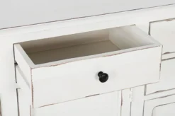 Casa Padrino Landhausstil Sideboard Antik Weiß 145 x 40 x H. 85 cm - Landhausstil Schrank mit 3 Türen und 5 Schubladen - Landhausstil Möbel - Landhausstil Einrichtung