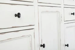 Casa Padrino Landhausstil Sideboard Antik Weiß 145 x 40 x H. 85 cm - Landhausstil Schrank mit 3 Türen und 5 Schubladen - Landhausstil Möbel - Landhausstil Einrichtung