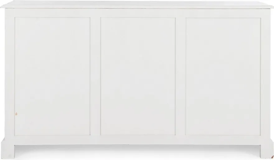 Casa Padrino Landhausstil Sideboard Antik Weiß 145 x 40 x H. 85 cm - Landhausstil Schrank mit 3 Türen und 5 Schubladen - Landhausstil Möbel - Landhausstil Einrichtung