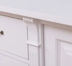 Casa Padrino Landhausstil Sideboard Weiß 219 x 51 x H. 78 cm - Massivholz Schrank mit 2 Türen und 6 Schubladen - Landhausstil Massivholz Möbel