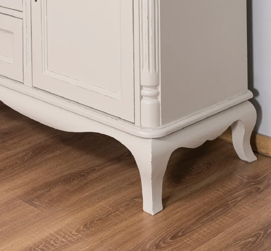 Casa Padrino Landhausstil Sideboard mit 2 Türen und 3 Schubladen Antik Hellgrau 158 x 48 x H. 89 cm - Landhausstil Möbel
