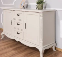 Casa Padrino Landhausstil Sideboard mit 2 Türen und 3 Schubladen Antik Hellgrau 158 x 48 x H. 89 cm - Landhausstil Möbel