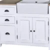 Casa Padrino Landhausstil Spülenschrank mit 2 Türen und 3 Schubladen Antik Weiß / Naturfarben 118 x 65 x H. 90 cm - Shabby Chic Küchenmöbel