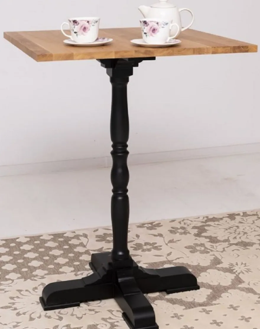 Casa Padrino Landhausstil Stehtisch Braun / Schwarz 80 x 80 x H. 110 cm - Massivholz Bartisch im Landhausstil - Landhausstil Massivholz Bar & Bistro Möbel