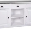 Casa Padrino Landhausstil Theke Weiß / Silber 191 x 68 x H. 95 cm - Massivholz Thekentisch mit verzinkter Tischplatte