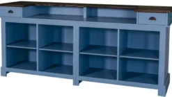 Casa Padrino Landhausstil Thekenschrank in Blau und Schwarz 240 x 65 x H. 107 cm