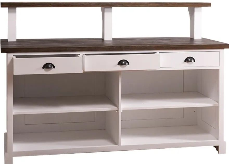 Casa Padrino Landhausstil Theke mit 3 Schubladen Weiß / Dunkelbraun 180 x 68 x H. 120 cm - Landhausstil Möbel