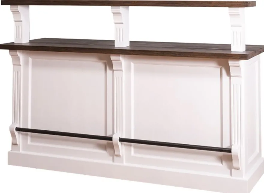 Casa Padrino Landhausstil Theke mit 3 Schubladen Weiß / Dunkelbraun 180 x 68 x H. 120 cm - Landhausstil Möbel