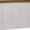 Casa Padrino Landhausstil Theke Hellgrau / Naturfarben 140 x 68 x H. 95 cm - Thekentisch mit Eichenholz Tischplatte