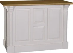 Casa Padrino Landhausstil Theke Hellgrau / Naturfarben 140 x 68 x H. 95 cm - Thekentisch mit Eichenholz Tischplatte