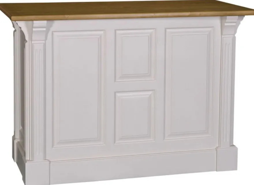 Casa Padrino Landhausstil Theke Hellgrau / Naturfarben 140 x 68 x H. 95 cm - Thekentisch mit Eichenholz Tischplatte