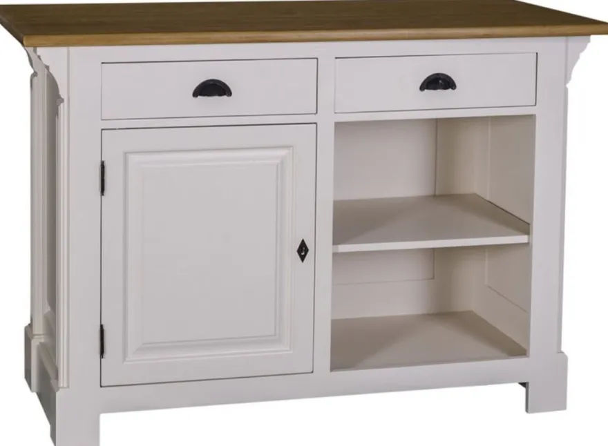 Casa Padrino Landhausstil Theke Hellgrau / Naturfarben 140 x 68 x H. 95 cm - Thekentisch mit Eichenholz Tischplatte