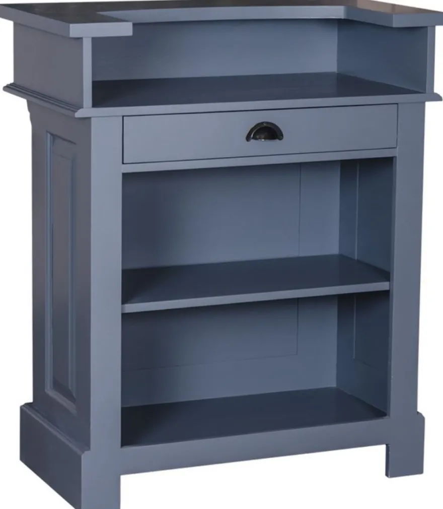 Casa Padrino Landhausstil Theke Blau 90 x 51 x H. 107 cm - Massivholz Thekentisch mit Schublade