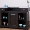 Casa Padrino Landhausstil Theke Schwarz / Silber 150 x 65 x H. 107 cm - Massivholz Thekentisch mit verzinkter Tischplatte - Barmöbel im Landhausstil