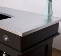 Casa Padrino Landhausstil Theke Schwarz / Silber 150 x 65 x H. 107 cm - Massivholz Thekentisch mit verzinkter Tischplatte - Barmöbel im Landhausstil