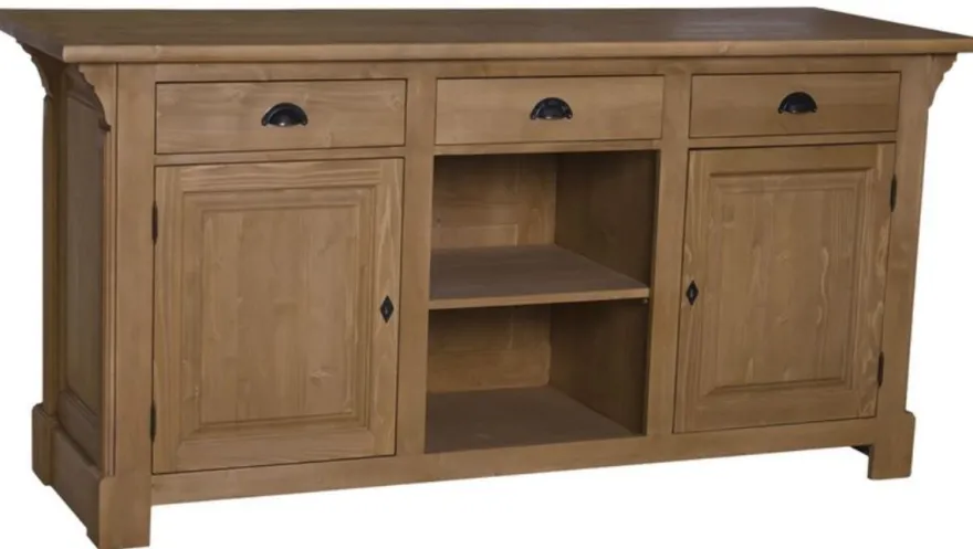 Casa Padrino Landhausstil Theke Braun 191 x 68 x H. 95 cm - Massivholz Thekentisch mit 2 Türen und 3 Schubladen