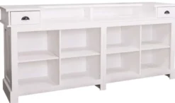 Casa Padrino Landhausstil Theke Weiß 240 x 65 x H. 107 cm - Massivholz Ladentheke mit 2 Schubladen - Landhausstil Möbel