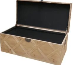 Casa Padrino Landhausstil Truhe Naturfarben 100 x 48 x H. 40 cm - Handgefertigte Holztruhe in Parkettoptik