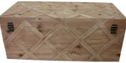 Casa Padrino Landhausstil Truhe Naturfarben 100 x 48 x H. 40 cm - Handgefertigte Holztruhe in Parkettoptik