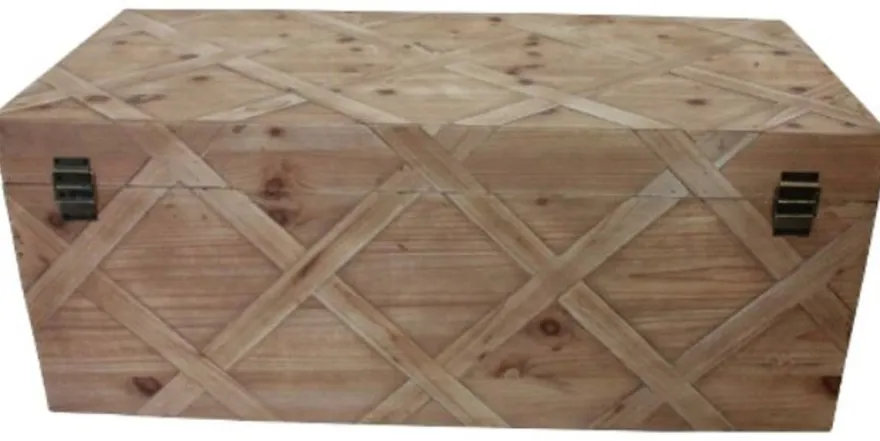 Casa Padrino Landhausstil Truhe Naturfarben 100 x 48 x H. 40 cm - Handgefertigte Holztruhe in Parkettoptik