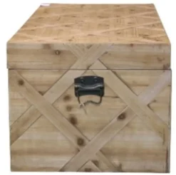 Casa Padrino Landhausstil Truhe Naturfarben 100 x 48 x H. 40 cm - Handgefertigte Holztruhe in Parkettoptik