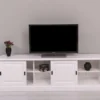 Casa Padrino Landhausstil TV Schrank Weiß 230 x 46 x H. 70 cm - Massivholz Sideboard - Landhausstil Wohnzimmer Möbel
