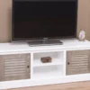 Casa Padrino Landhausstil TV Schrank Weiß / Grau 160 x 46 x H. 56 cm - Massivholz Sideboard - Landhausstil Wohnzimmer Möbel