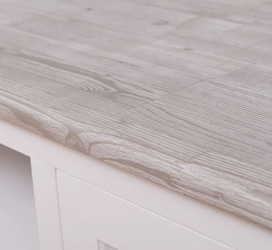 Casa Padrino Landhausstil TV Schrank Weiß / Grau 180 x 46 x H. 56 cm - Massivholz Fernsehschrank mit 2 Türen - Landhausstil Wohnzimmer Möbel