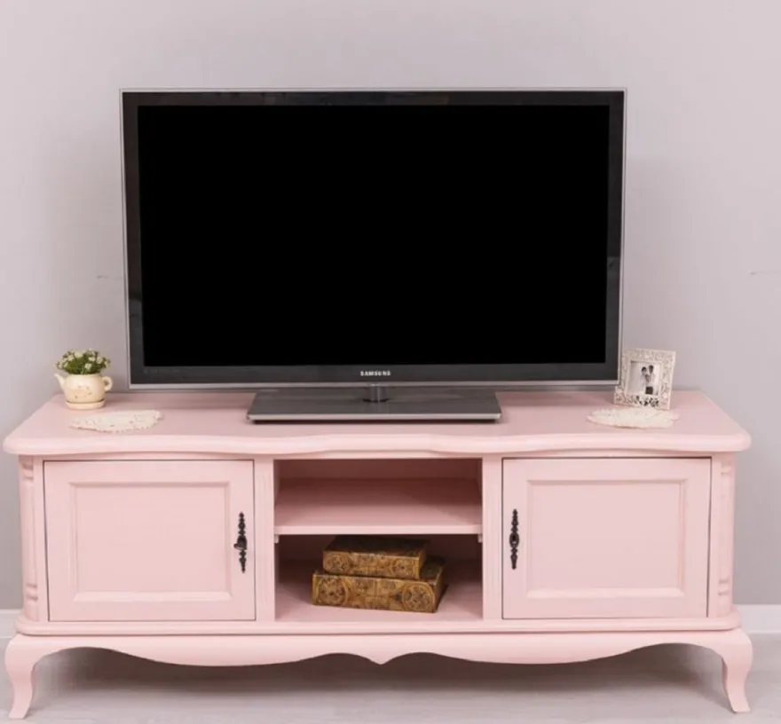 Casa Padrino Landhausstil TV Schrank Rosa 158 x 48 x H. 60 cm - Massivholz Sideboard - Landhausstil Wohnzimmer Möbel