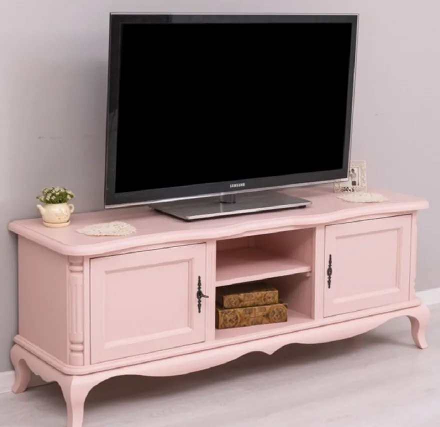 Casa Padrino Landhausstil TV Schrank Rosa 158 x 48 x H. 60 cm - Massivholz Sideboard - Landhausstil Wohnzimmer Möbel