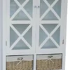 Casa Padrino Landhausstil Vitrine im maritimen Stil Weiß / Naturfarben 86 x 38 x H. 204 cm