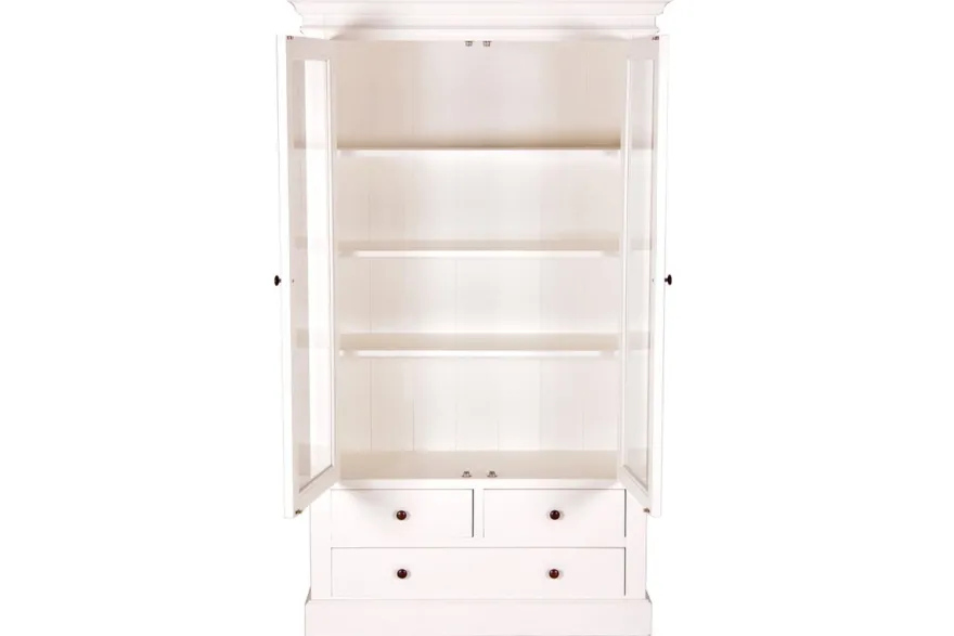Casa Padrino Landhausstil Vitrinenschrank Antik Weiß 110 x 45 x H. 190 cm - Handgefertigte Shabby Chic Vitrine