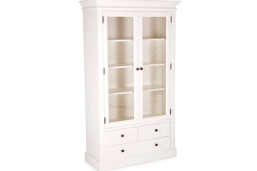 Casa Padrino Landhausstil Vitrinenschrank Antik Weiß 110 x 45 x H. 190 cm - Handgefertigte Shabby Chic Vitrine