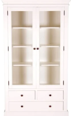 Casa Padrino Landhausstil Vitrinenschrank Antik Weiß 110 x 45 x H. 190 cm - Handgefertigte Shabby Chic Vitrine
