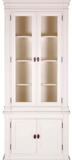 Casa Padrino Landhausstil Vitrinenschrank Antik Weiß 100 x 50 x H. 242 cm - Handgefertigte Shabby Chic Vitrine