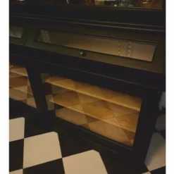 Casa Padrino Landhausstil Vitrine Schwarz / Naturfarben 195 x 70 x H. 223 cm