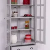 Casa Padrino Landhausstil Vitrine Hellgrau 91 x 47 x H. 200 cm - Massivholz Vitrinenschrank mit 2 Türen und 2 Schubladen - Landhausstil Möbel - Massivholz Möbel - Esszimmer Möbel