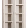 Casa Padrino Landhausstil Vitrinenschrank Antik Hellgrau 112 x 49 x H. 190 cm - Massivholz Wohnzimmerschrank mit 2 Glastüren