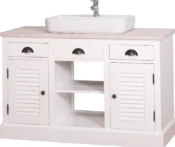 Casa Padrino Landhausstil Waschbeckenschrank Weiß / Hellgrau 120 x 51 x H. 75 cm - Waschtisch mit 2 Türen und 3 Schubladen