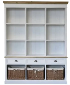 Casa Padrino Landhausstil Wandschrank aus Paulownia-Holz und MDF in Antik Weiß / Braun 160 x 40 x H. 206 cm