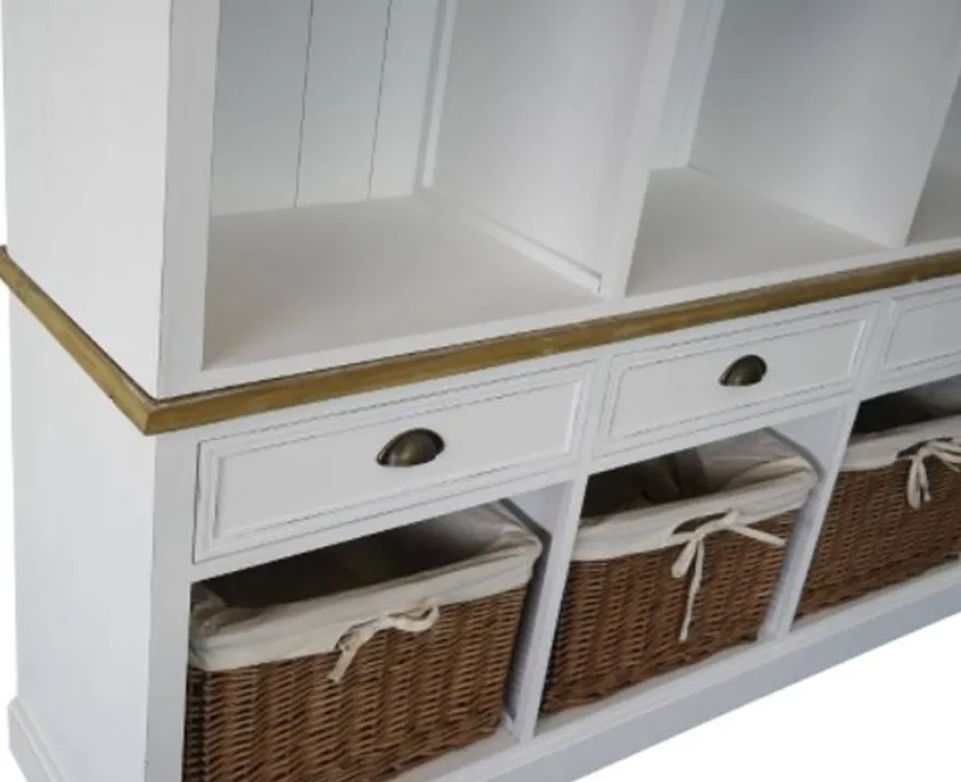 Casa Padrino Landhausstil Wandschrank aus Paulownia-Holz und MDF in Antik Weiß / Braun 160 x 40 x H. 206 cm