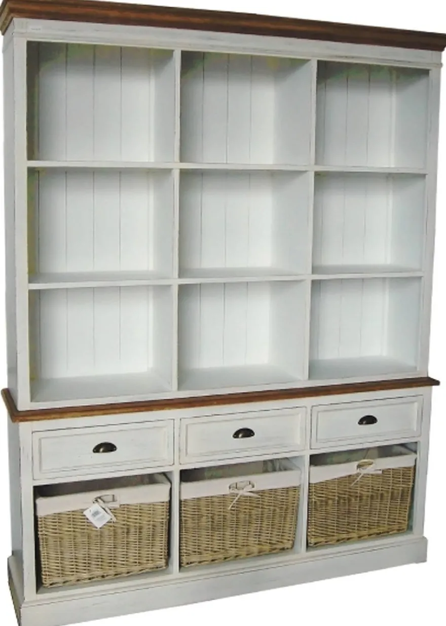 Casa Padrino Landhausstil Wandschrank aus Paulownia-Holz und MDF in Antik Weiß / Braun 160 x 40 x H. 206 cm