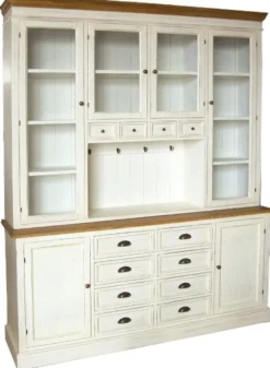 Casa Padrino Landhausstil Wandschrank Küchenschrank Antik Weiß / Braun 160 x 43 x H. 220 cm
